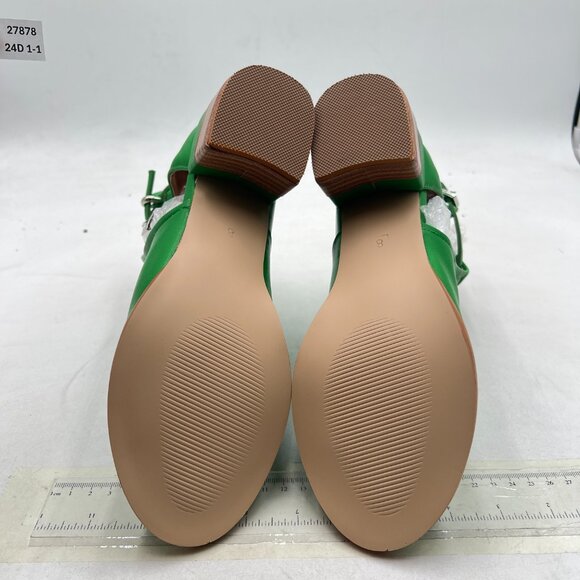 FSJ Lime Green Peep Open Toe Cut Out Buckle Ankle Bootie Block Low Heel Sandals - Picture 7 of 8